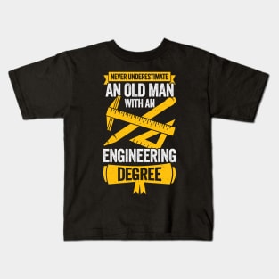 Old Man Engineering Grandpa Engineer Gift Kids T-Shirt